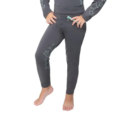 Hy Equestrian Stella Children's Riding Tights Charcoal/Mint