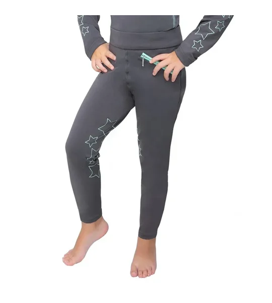 Hy Equestrian Stella Children's Riding Tights Charcoal/Mint