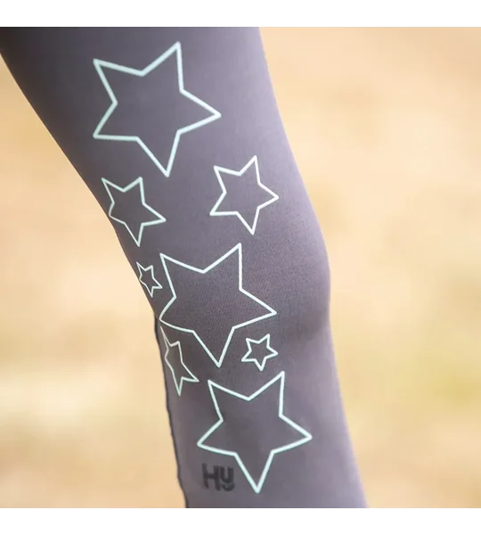 Hy Equestrian Stella Children's Riding Tights Charcoal/Mint