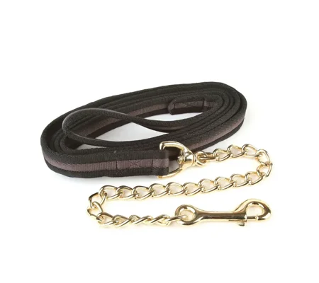 Hy Equestrian Soft Webbing Lead Rein With Chain - Black/Grey