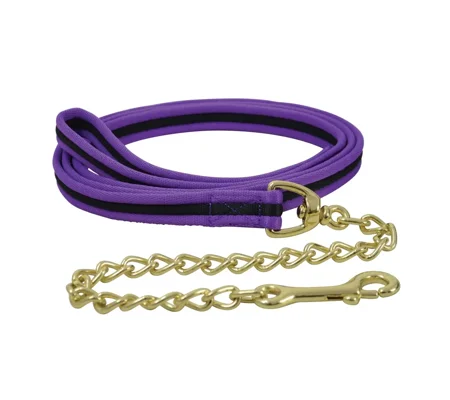 Hy Equestrian Soft Webbing Lead Rein With Chain - Purple/Black