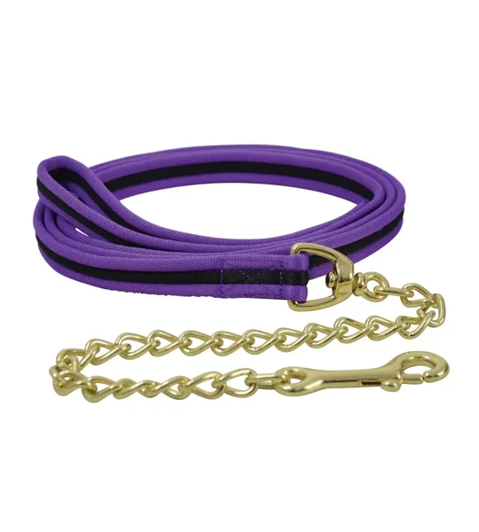 Hy Equestrian Soft Webbing Lead Rein With Chain - Purple/Black
