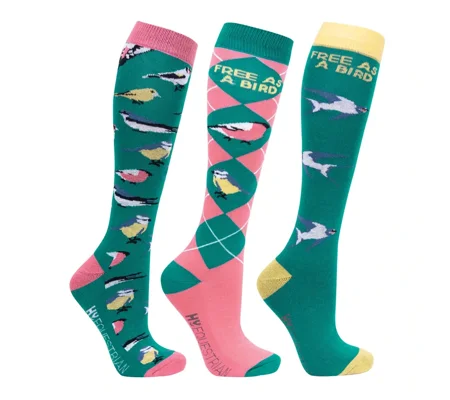 Hy Equestrian Free As A Bird Socks (Pack of 3) Adult 4-8