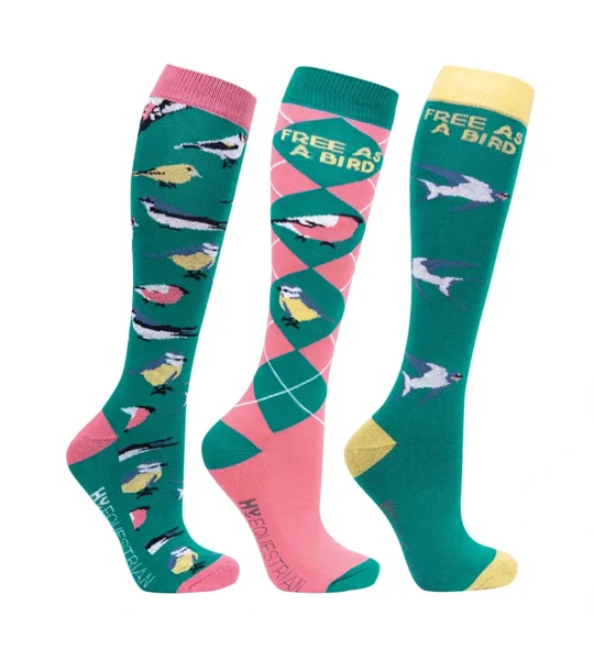 Hy Equestrian Free As A Bird Socks (Pack of 3) Adult 4-8