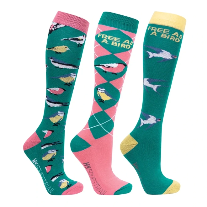 product Image for Hy Equestrian Free As A Bird Socks (Pack of 3) Adult 4-8