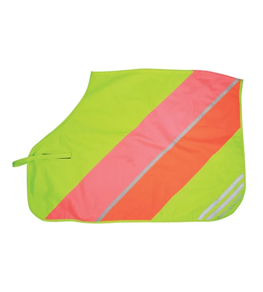 Reflector Quarter Mesh Exercise Sheet by Hy Equestrian - Yellow/Pink/Orange