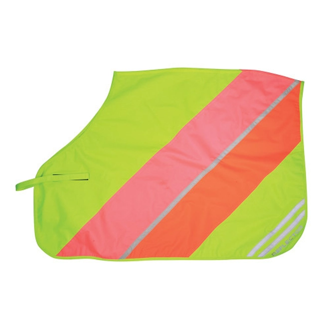 Additional Image for Reflector Quarter Mesh Exercise Sheet by Hy Equestrian - Yellow/Pink/Orange