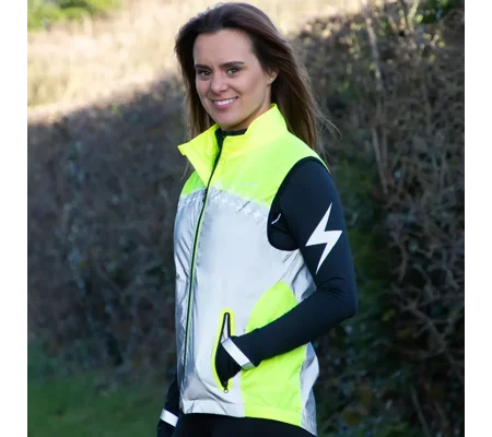 Silva Flash Lightweight Duo Reflective Gilet by Hy Equestrian Yellow/Reflective Silver