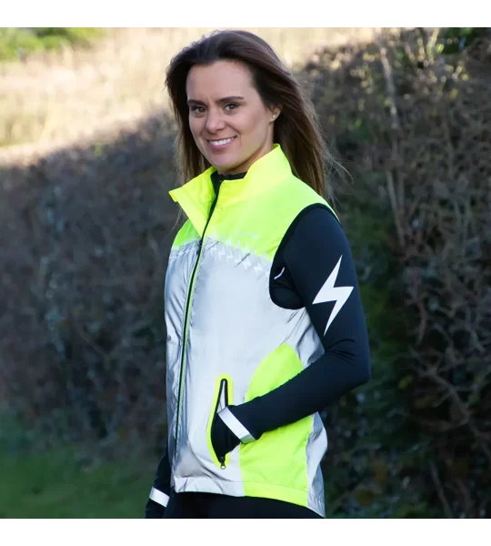 Silva Flash Lightweight Duo Reflective Gilet by Hy Equestrian Yellow/Reflective Silver