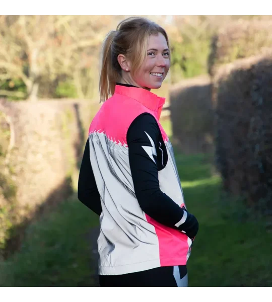 Silva Flash Lightweight Duo Reflective Gilet by Hy Equestrian Pink/Reflective Silver
