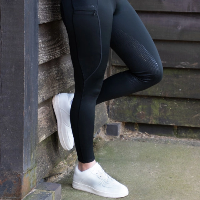Additional Image for Hy Equestrian OsloPro Softshell Riding Tights - Black