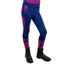 Hy Equestrian DynaForce Riding Tights - Raspberry/Navy