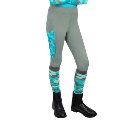 Hy Equestrian DynaForce Riding Tights - Pacific/Grey