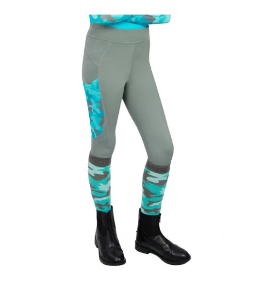 Hy Equestrian DynaForce Riding Tights - Pacific/Grey