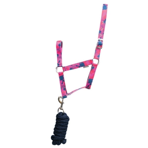 Hy Equestrian DynaForce Head Collar & Lead Rope - Raspberry/Navy