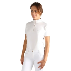 Hy Equestrian Roka Royal Show Shirt White with Rose Gold Diamantes