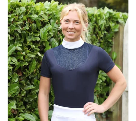 Hy Equestrian Lettie Show Shirt Navy