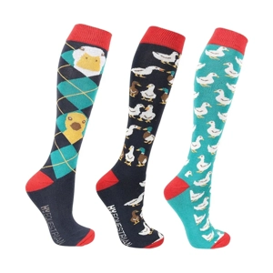 Hy Equestrian Ay Up Duck Socks (Pack of 3) Size adults 4-8