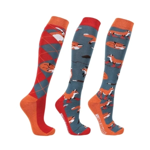 Hy Equestrian Frivolous Fox Socks (Pack of 3) Adults 4-8