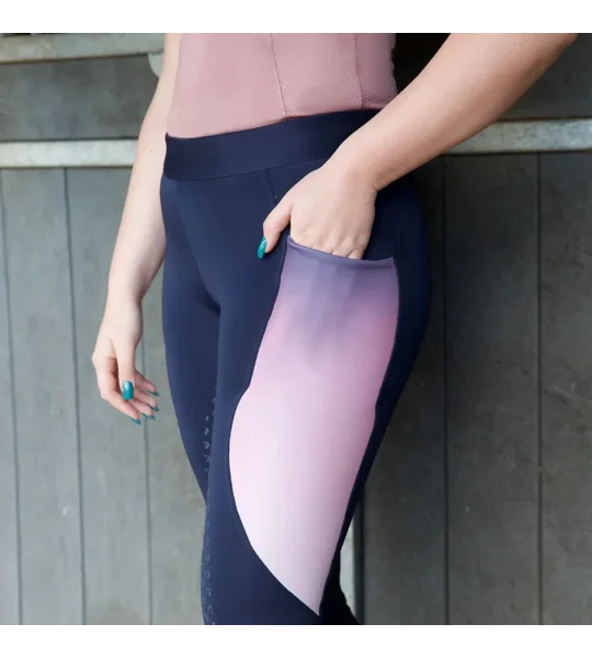 Hy Equestrian Elevate Riding Tights Navy/Rose