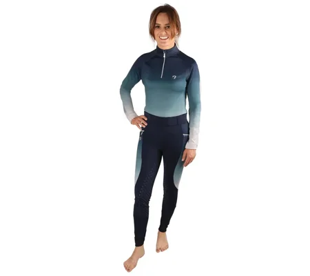 Hy Equestrian Elevate Riding Tights Navy/Olive Green