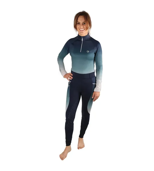 Hy Equestrian Elevate Riding Tights Navy/Olive Green
