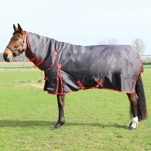 HyCONIC 200g Combi Turnout Rug  Charcoal/Red