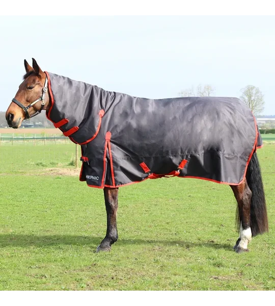 HyCONIC 200g Combi Turnout Rug Charcoal/Red