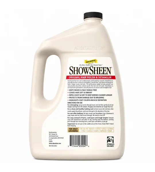Absorbine ShowSheen Hair Polish 3.8L bulk refill bottle for equestrian yards