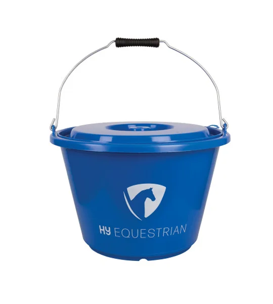 Hy Equestrian Bucket with Lid 18 litre Blue