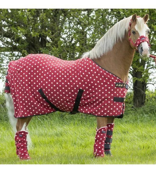 Supreme Products Dotty Fleece Rug Rich Raspberry luxury fleece horse show and travel rug with polka dot design