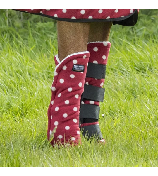 Supreme Products Dotty Fleece Boots Rich Raspberry luxury fleece horse boots set of four for travelling, stable use and competitions