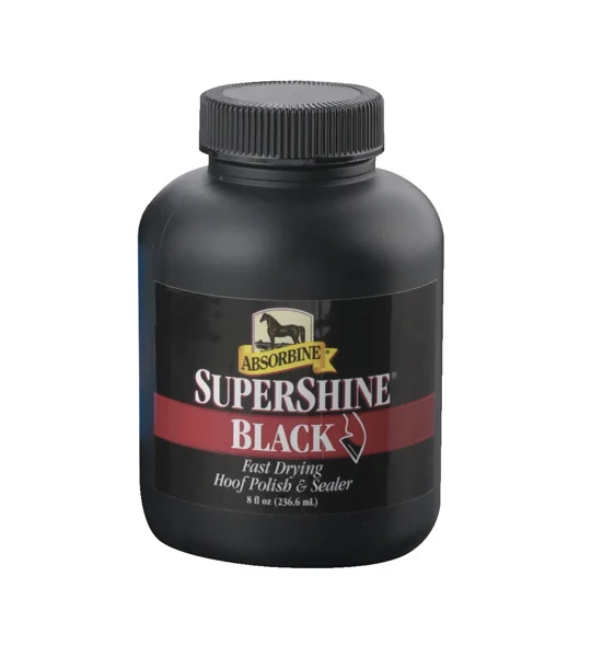 Absorbine SuperShine Hoof Polish Black 237ml bottle with dauber applicator