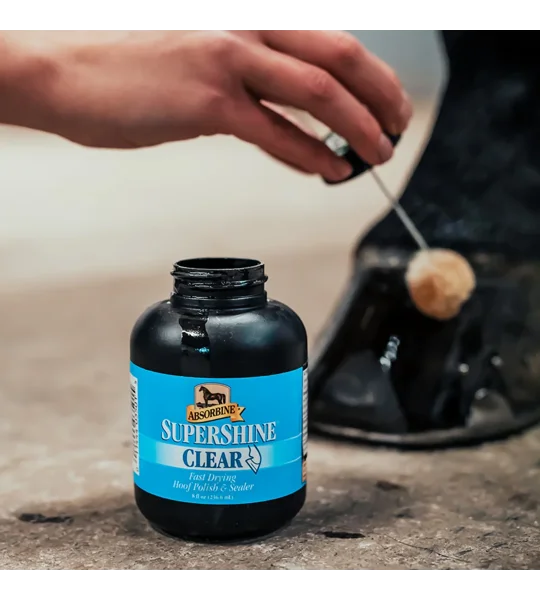 Absorbine SuperShine Hoof Polish 237ml bottle clear and black choices