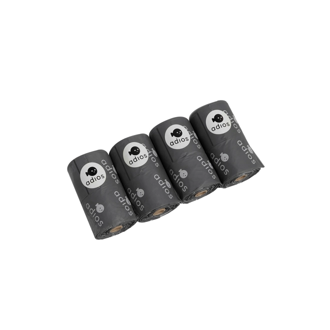 product Image for Adios Handle on a Roll Poo Bags Grey - 4 Rolls (60 Bags)