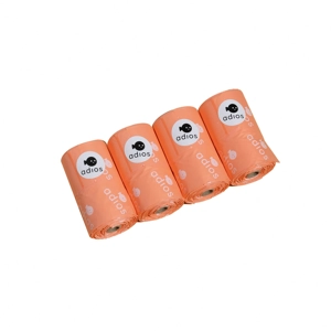 Adios Handle on a Roll Poo Bags Coral Pink - 4 Rolls (60 Bags)