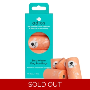 Adios Handle on a Roll Poo Bags Coral Pink - 8 Rolls (120 Bags)