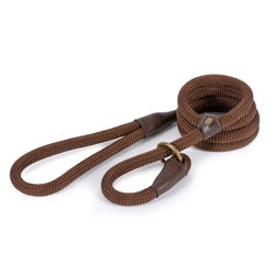 Ancol Heritage Collection Deluxe Nylon Rope Slip Lead Brown - 150 Cm x 1.2 Cm
