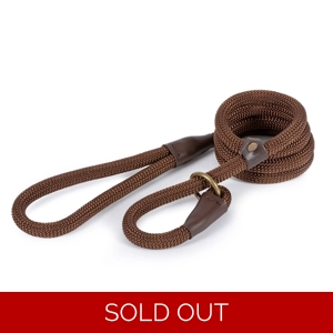 Ancol Heritage Collection Deluxe Nylon Rope Slip Lead Brown - 150 Cm x 1.2 Cm