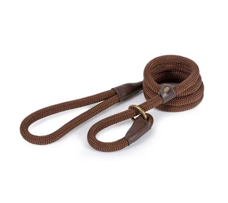 Ancol Heritage Collection Deluxe Nylon Rope Slip Lead Brown - 150 Cm x 1.2 Cm
