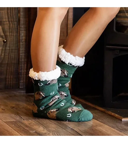 Bartleby Funky Sherpa Socks Ladies Horse Head - Size 4 - 8