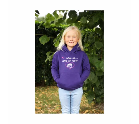 British Country Collection "Love me Love my Pony" Childrens Hoodie - Purple - Age 3-8 yrs