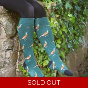 Bartleby Funky Welly Socks Ladies Country Pheasant - Size 4 - 8