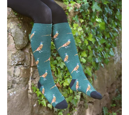 Bartleby Funky Welly Socks Ladies Country Pheasant - Size 4 - 8