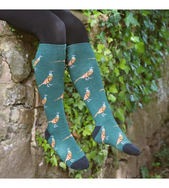 Bartleby Funky Welly Socks Ladies Country Pheasant - Size 4 - 8