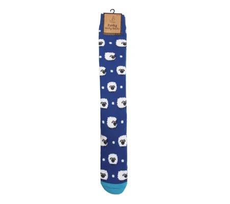 Bartleby Funky Welly Socks Ladies Cute Sheep - Size 4 - 8