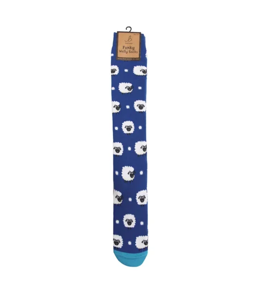Bartleby Funky Welly Socks Ladies Cute Sheep - Size 4 - 8