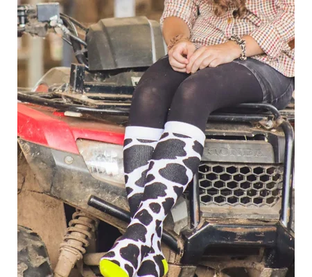 Bartleby Funky Welly Socks Ladies Cow Patch - Size 4 - 8