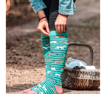 Bartleby Funky Welly Socks Ladies Galloping Horse - Size 4 - 8