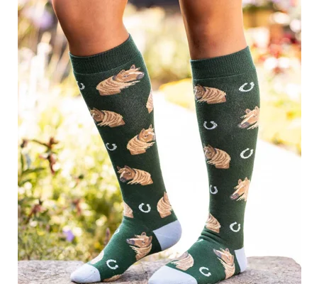 Bartleby Funky Welly Socks Ladies Horse Head - Size 4 - 8